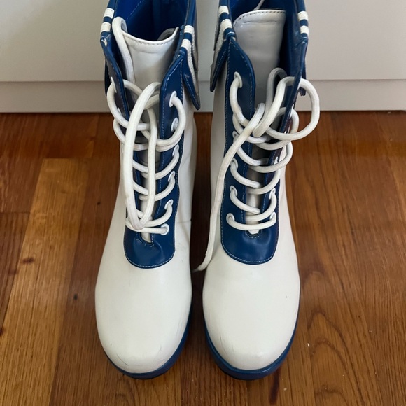 Sailor Moon Blue and White Lace-Up Boots - Picture 1 of 6